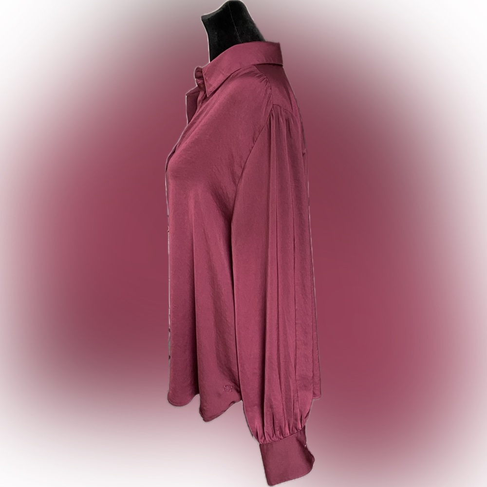 Banana Republic Satin Pullover Split Neck Blouse - Size Large - Picture 6 of 9